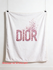 Dior Pink Petal Typography Flannel Sofa Throw Blanket D333